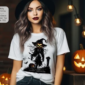 Stylish Unisex Polyester Short Sleeve Witch Scarecrow Shirt