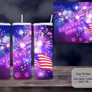 Beautiful Fireworks Design on a Skinny Tumbler