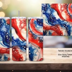Beautiful Patriotic Swirl Design on Skinny Tumbler