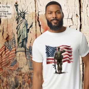 Beautiful Short Sleeve Shirt reminding us to Salute the Flag