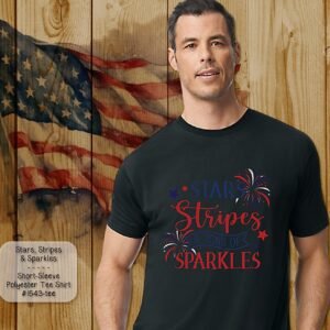 Beautiful Stars Stripes & Sparkles Design on Short Sleeve Shirt
