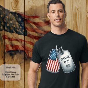 Beautiful Thank You Dog Tags Design on a Short Sleeve Shirt