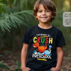 Versatile Unisex Short Sleeve Polyester Shirt for Preschoolers