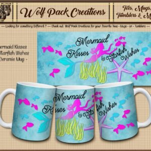 Beautiful Ceramic Mug: Mermaid Kisses & Starfish Wishes