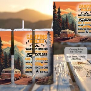 Beautiful Camping Rules Design on Skinny Tumbler