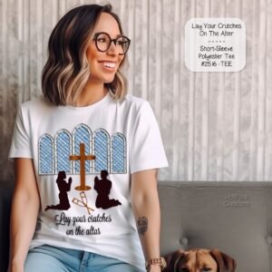 Beautiful Holiday Short Sleeve Shirt: Lay Your Crutches on the Altar