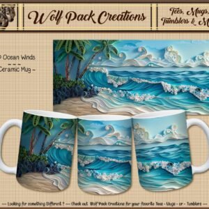 Beautiful Ceramic Mug: 3D Ocean Winds