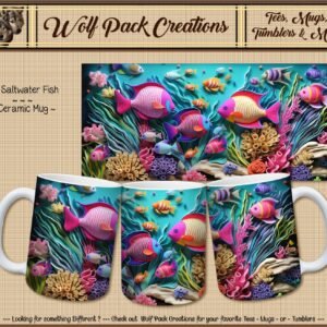 Beautiful Ceramic Mug: 3D Saltwater Fish