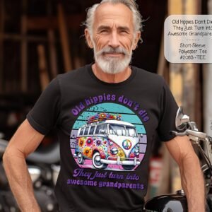 Stylish Unisex Short Sleeve Polyester Shirt for the Old Hippie