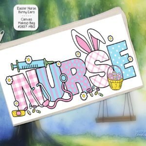 Easter Nurse Bunny Ears Zipper Pouch