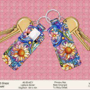 Sunflower Stained Glass Keychain - Blue & Yellow Floral Design