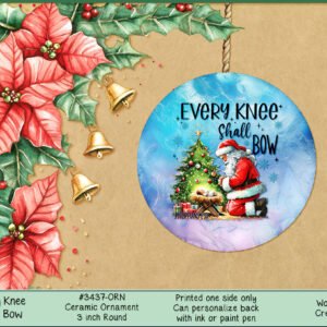 Santa Baby Jesus Christmas Ceramic Ornament - Every Knee shall bow
