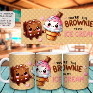 Valentine's Day Ceramic Mug for Brownie and Ice Cream Lovers