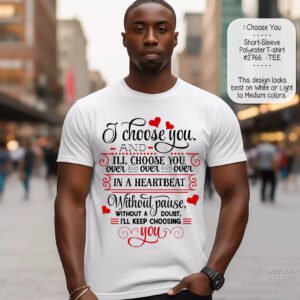 I Choose You" Valentine's Day Polyester T-Shirt - Short Sleeve Love Shirt