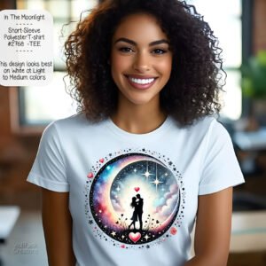 Valentine's Day Love T-Shirt - Polyester Short Sleeve Shirt in Moonlight