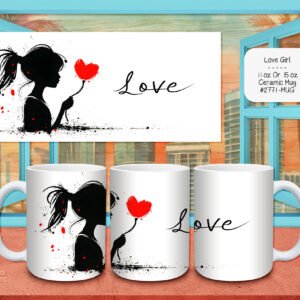 Ceramic Coffee Mug for Valentine's Day - "Love" Design