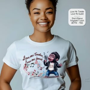 Polyester Valentine's Day T-Shirt: Love Me Tender Chimp Design