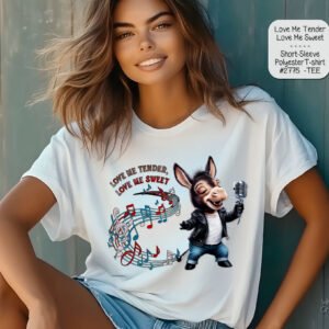 Valentine's Day Love Me Tender Donkey T-Shirt - Short Sleeve Polyester