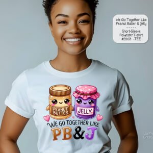 Valentine's Day Love T-shirt | Short Sleeve Polyester Shirt PB&J Design