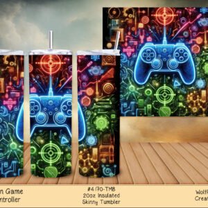 Gamer Stainless Steel Vacuum Insulated Skinny Tumbler - Game Controller Design