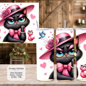 Grumpy Cat Valentine Tumbler | Stainless Steel Insulated Cup