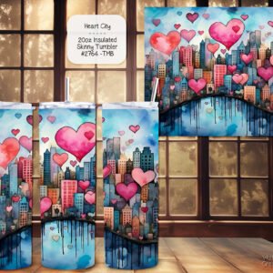 Heart City Stainless Steel Tumbler - Vacuum Insulated Cup for Valentine's Day