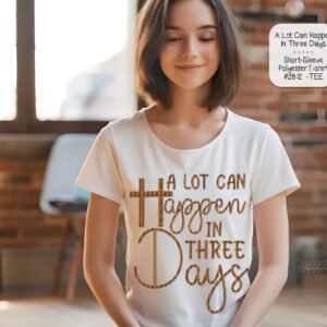 Easter Cross Polyester T-Shirt - Short Sleeve Holiday Tee