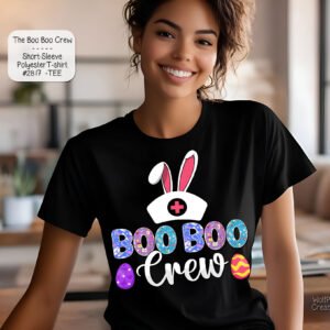 Easter Bunny Ears T-shirt - Boo Boo Crew, Short Sleeve Polyester