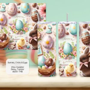 Easter Bunny & Chick Insulated Tumbler - Stainless Steel Cup