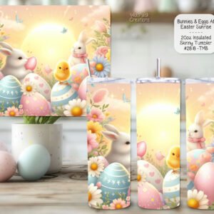 Easter Bunny Stainless Steel Insulated Tumbler - Holiday Eggs Design