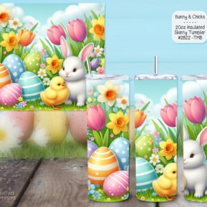 Easter Insulated Stainless Steel Tumbler with Bunny and Chicks Design