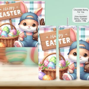 Easter Chocolate Bunny Tumbler - Stainless Steel Insulated Cup