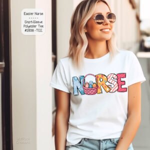 Nurse Easter Short Sleeve T-Shirt - Polyester Fabric, Holiday Design