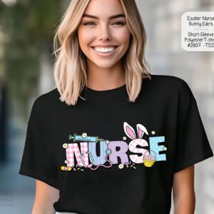 Easter Nurse Bunny Ears T-Shirt - Short Sleeve Polyester