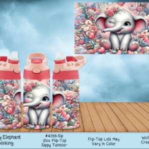 12oz Insulated Kids Sippy Tumbler - Stainless Steel, Elephant Design