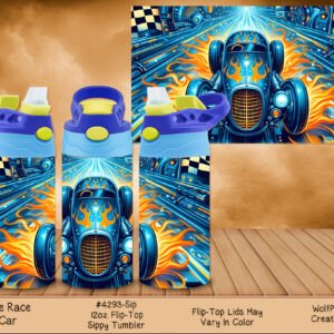 Race Car Stainless Steel Kids Sippy Tumbler 12oz Vacuum Insulated