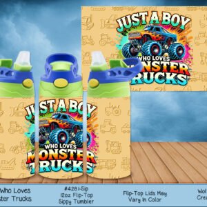 Kids Monster Trucks Sippy Tumbler - 12oz Vacuum Insulated Stainless Steel