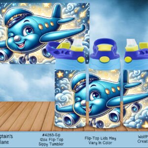 12oz Kids Stainless Steel Airplane Sippy Cup with Straw - Captain's Choice