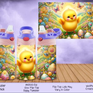 Kids Easter Chick 12 oz Sippy Tumbler - Stainless Steel, Vacuum Insulated