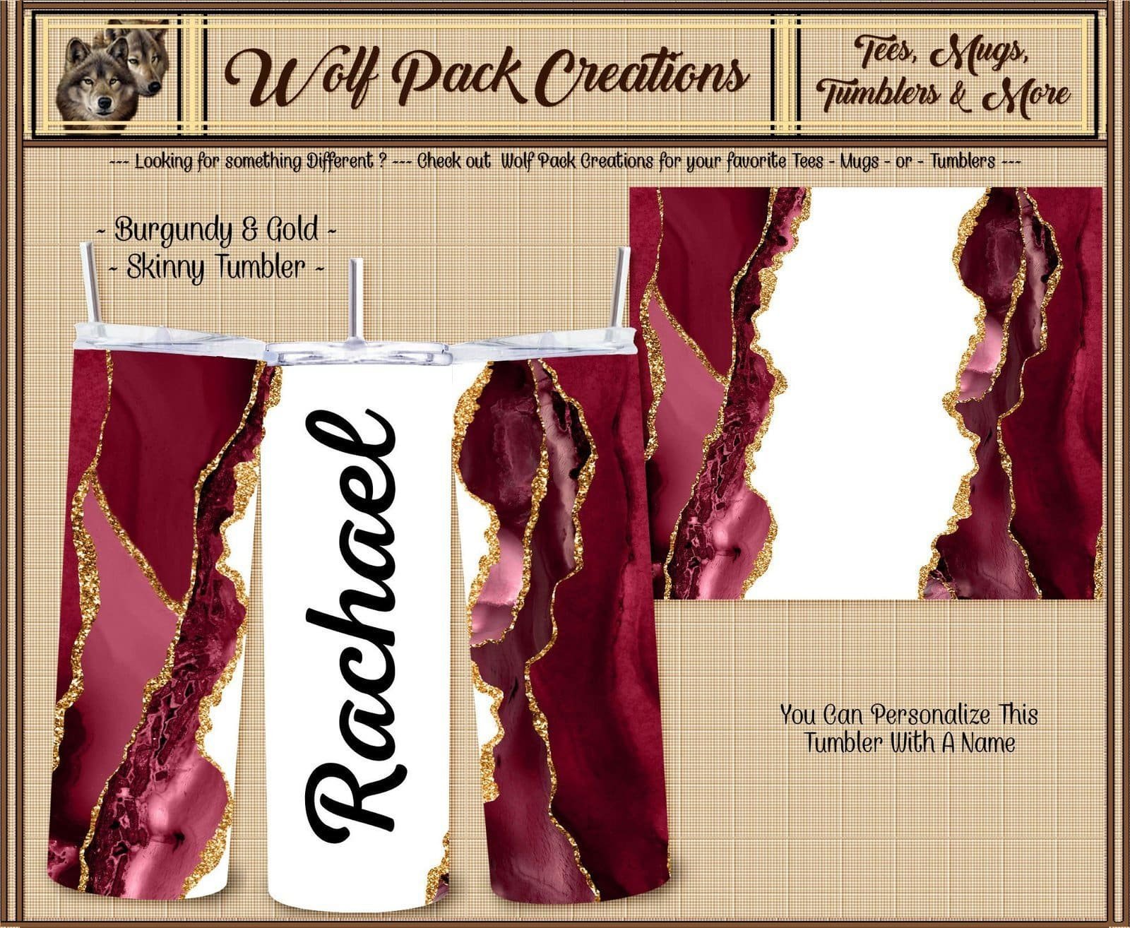 Personalizable Beautiful Burgundy and Gold Swirl Ceramic Mug