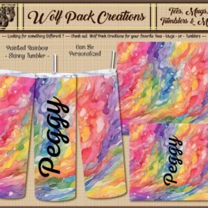 Personalizable Skinny Tumbler in Painted Rainbow