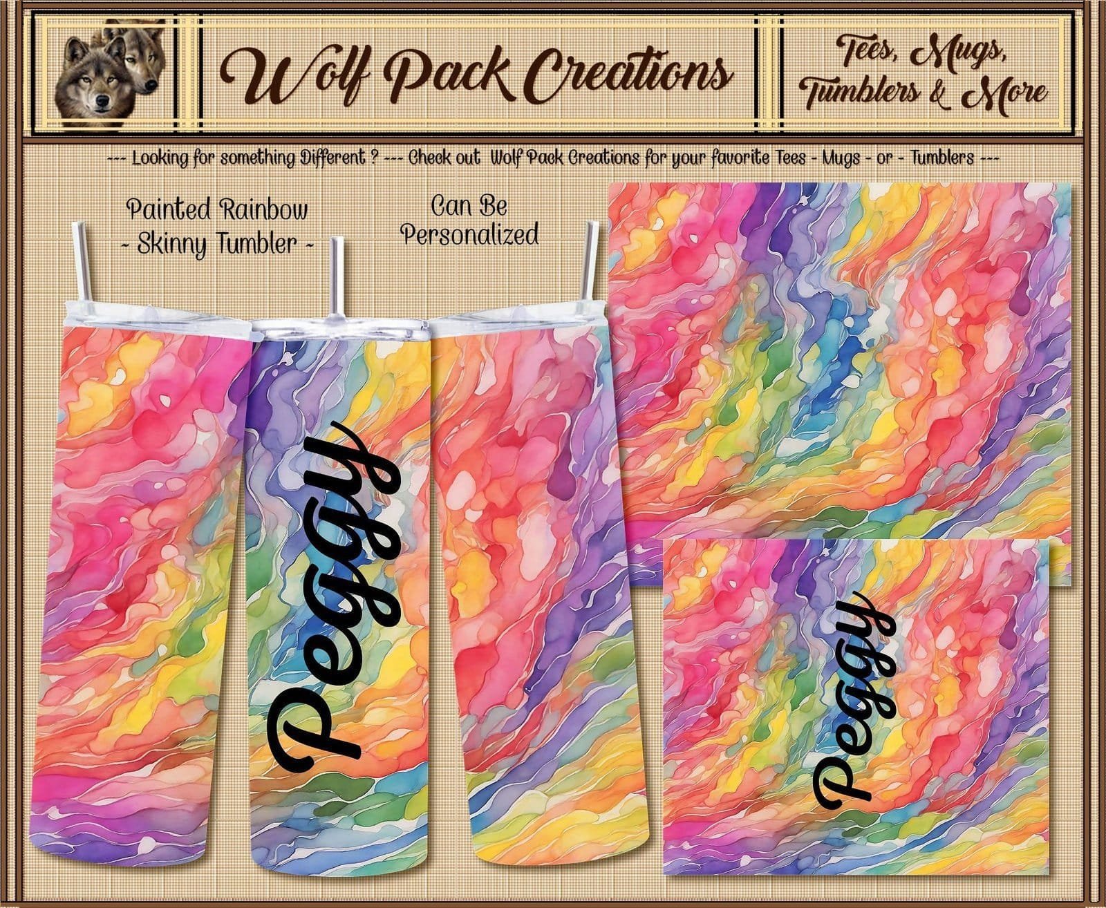 Personalizable Skinny Tumbler in Painted Rainbow