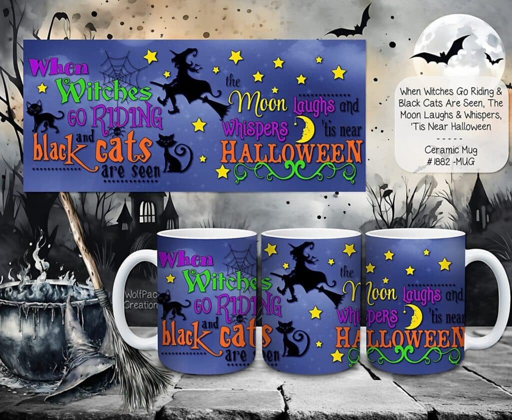 Enchant Your Mornings with Our Witch and Black Cats Ceramic Coffee Mugs