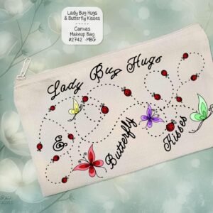 White Polyester Zipper Pouch: Lady Bug Hugs