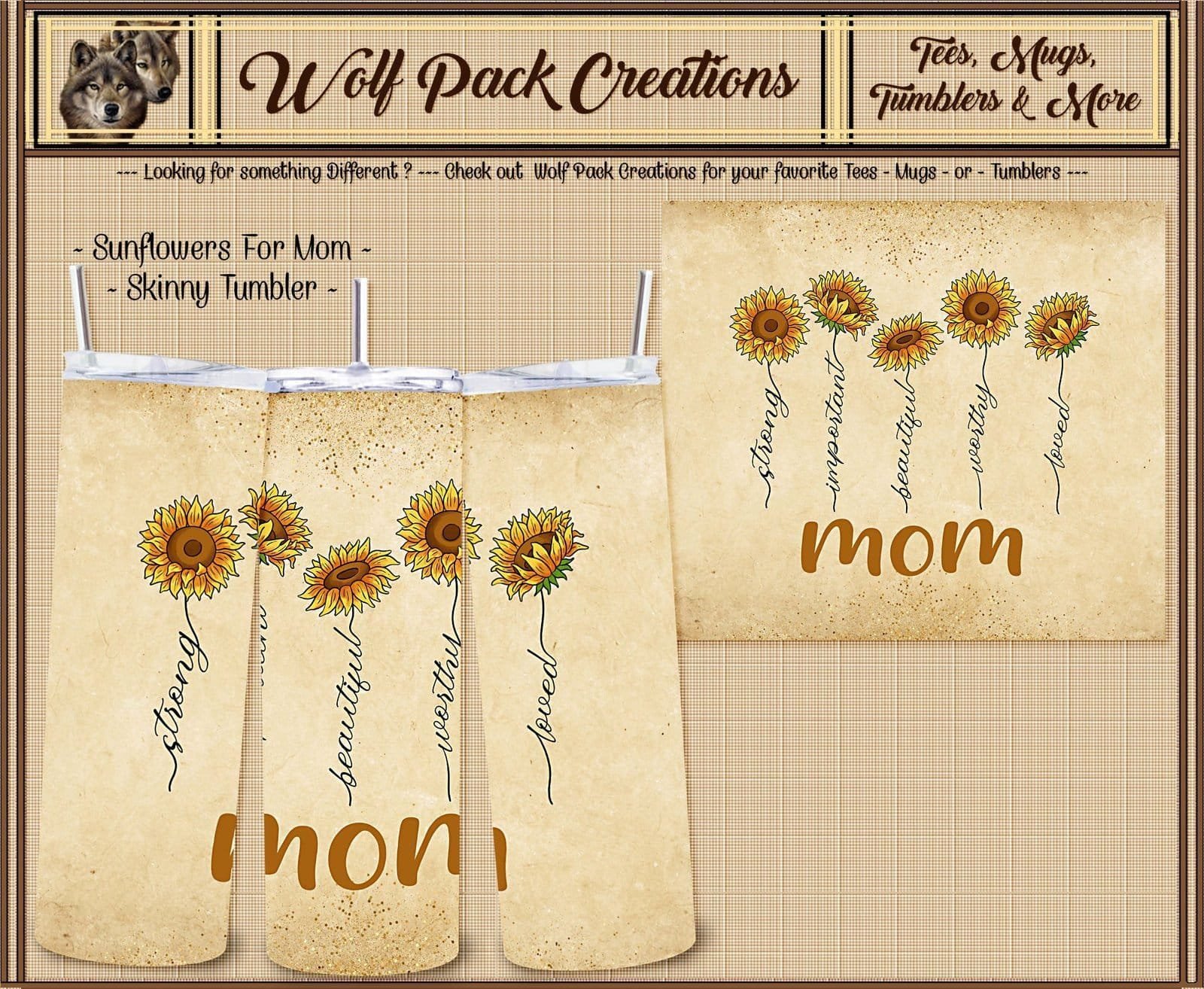 Moms Love Sunflowers Skinny Tumbler