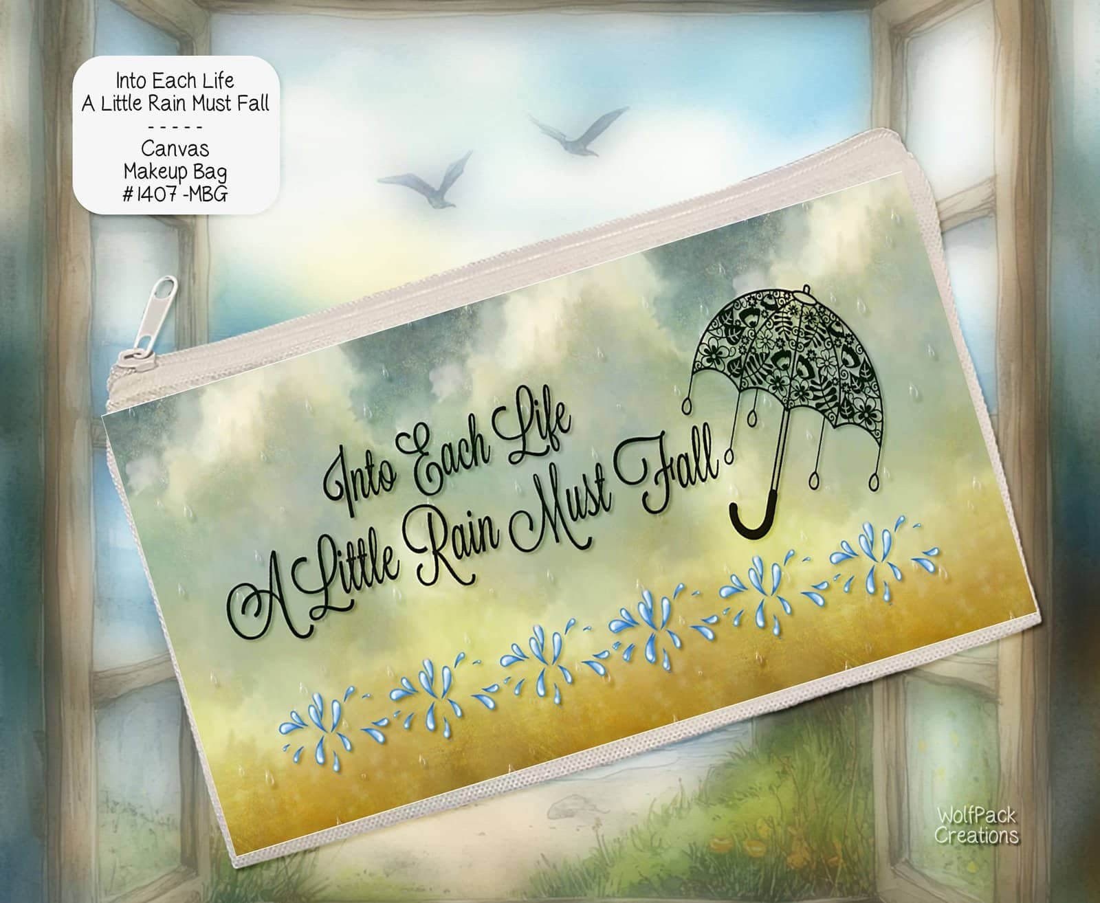 Rain Must Fall Zipper Pouch