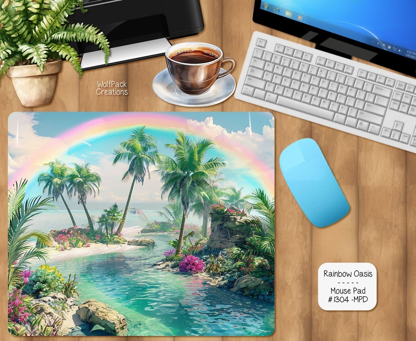 Rainbow Oasis Mouse Pad