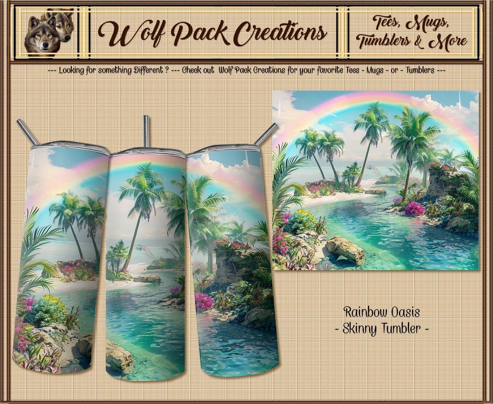 Beautiful Rainbow Oasis on a Skinny Tumbler