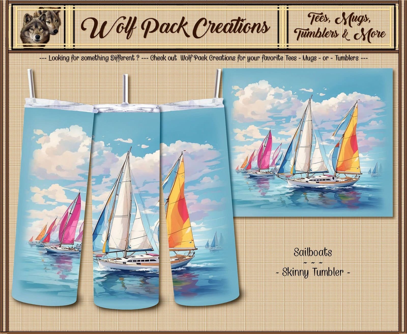 Beautiful Sailboats on a Skinny Tumbler