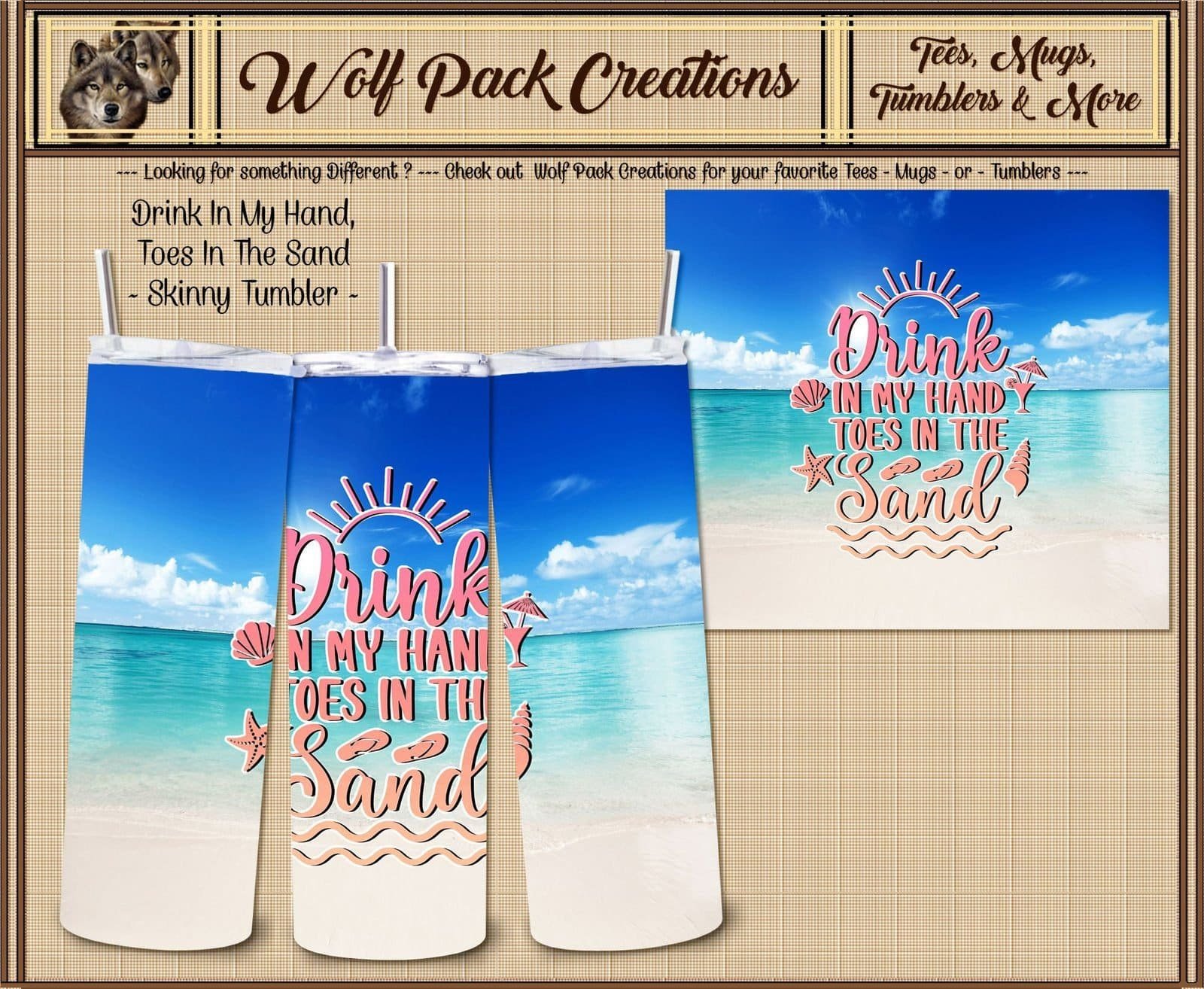 Beautiful Beach Themed Skinny Tumbler